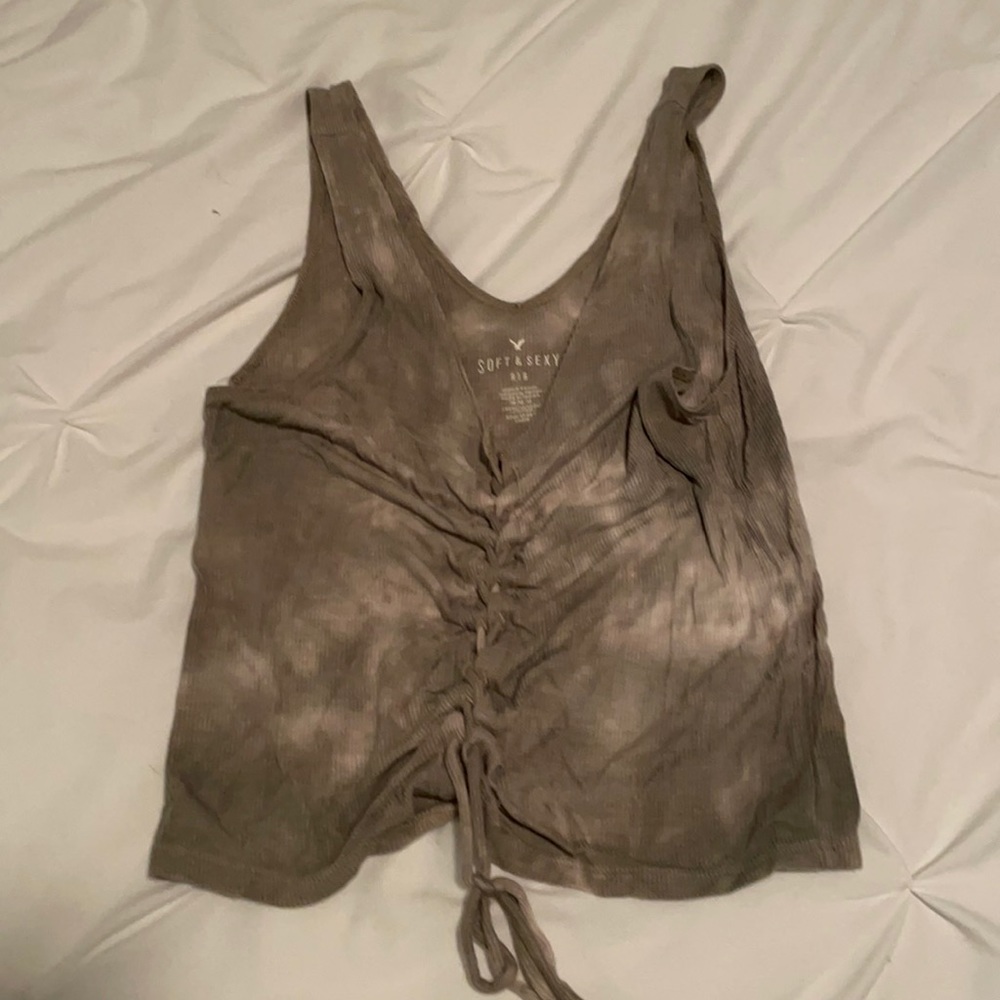 American eagle soft ribbed tie die crop top